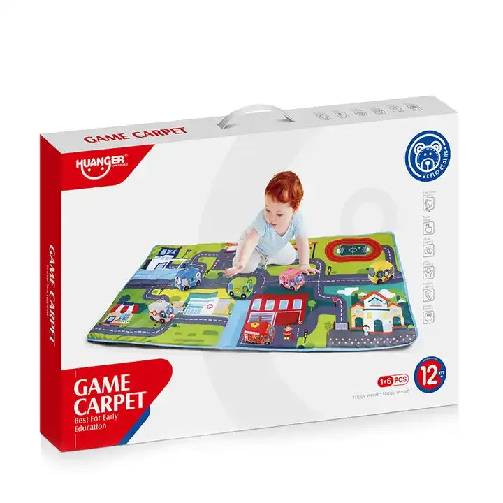 Tapis Circuit avec Voiturette en Tissu – Game Carpet Huanger