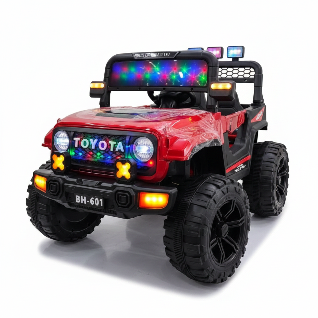 Jeep Électrique Enfant Style Toyota 4x4 avec LED – De 1 à 5 Ans - Rouge
