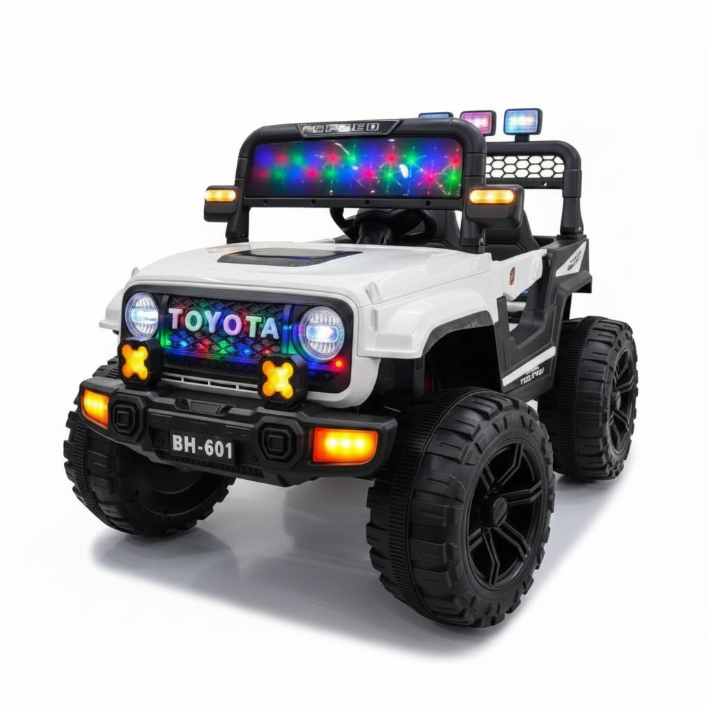Jeep Électrique Enfant Style Toyota 4x4 avec LED – De 1 à 5 Ans - Blanc