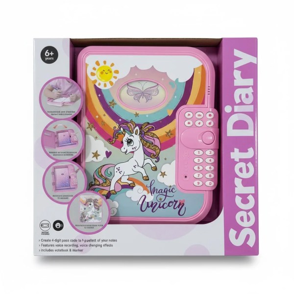 Journal Intime Électronique Secret Safe Notebook – Licorne Magique avec Code Secret et Effets Sonores