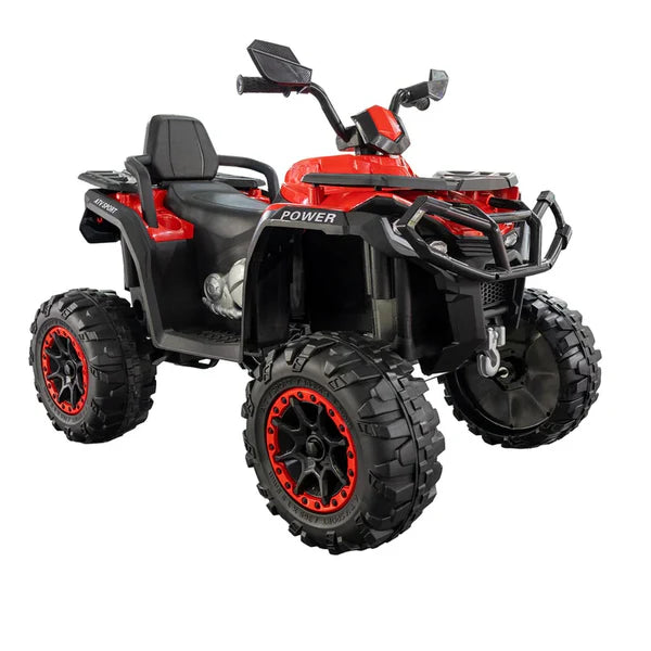 Quad Électrique Enfant Tout-Terrain Rouge & Noir – Style Aventure avec Grandes Roues
