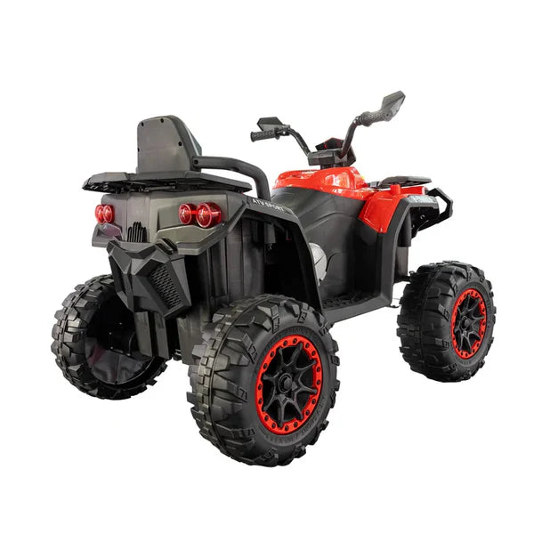 Quad Électrique Enfant Tout-Terrain Rouge & Noir – Style Aventure avec Grandes Roues